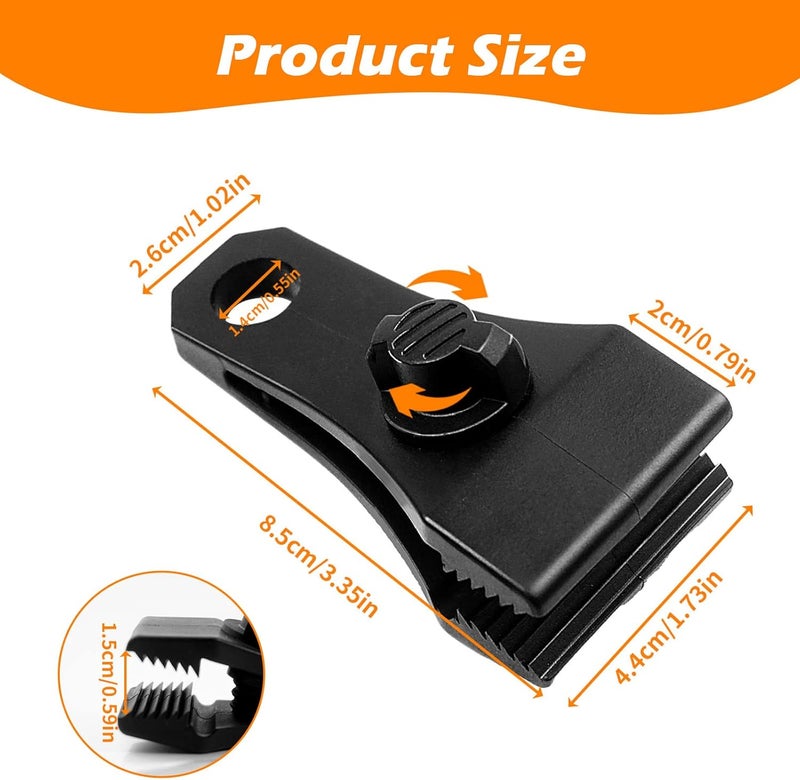 CLIO Upgrade Large Tarp Clips Heavy Duty Lock Grip, 18 PCs Heavy Duty Tarp Clip Clamps Tent Fasteners Clips for Camping Awnings Caravan Canopies Car Truck Swimming Pool Boat Cover Clips - Image 2